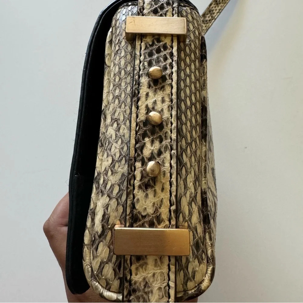Brian Atwood Cream Snakeskin Leather Crossbody Bag - Picture 8 of 14
